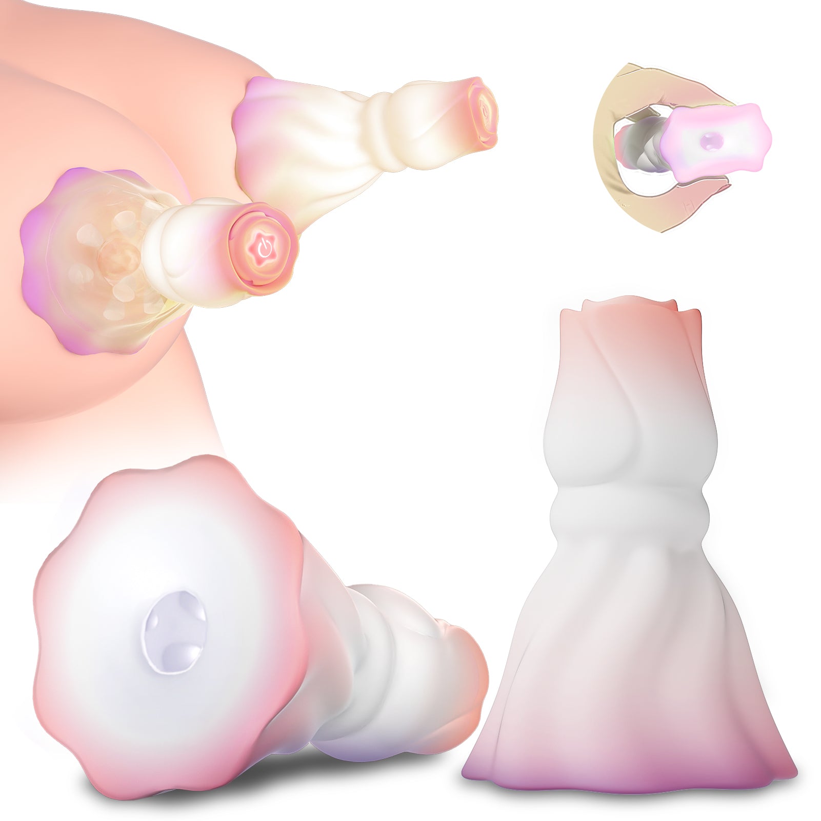 WhiteRose Nipple Vibrator - Elegant Nipple Clamps | ViveVibe WhiteRose Nipple Vibrator - Elegant Nipple Clamps | ViveVibe