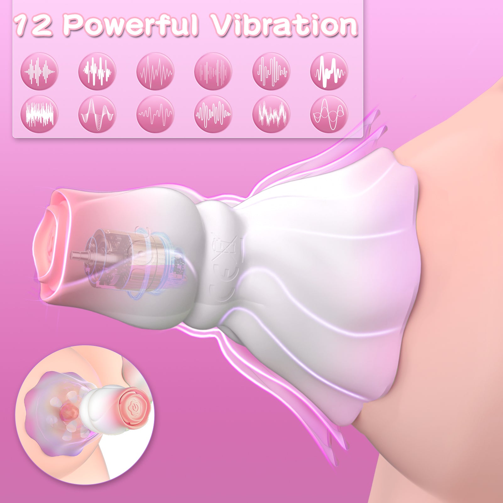 VivevibeWhiteRoseNippleClampVibrator